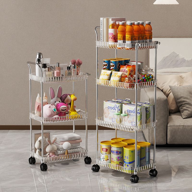 AUNONT Multi-layer Removable Storage Shelving Transparent Storage Trolley Shelving For Home Multi Storey Snacks Storage Rack