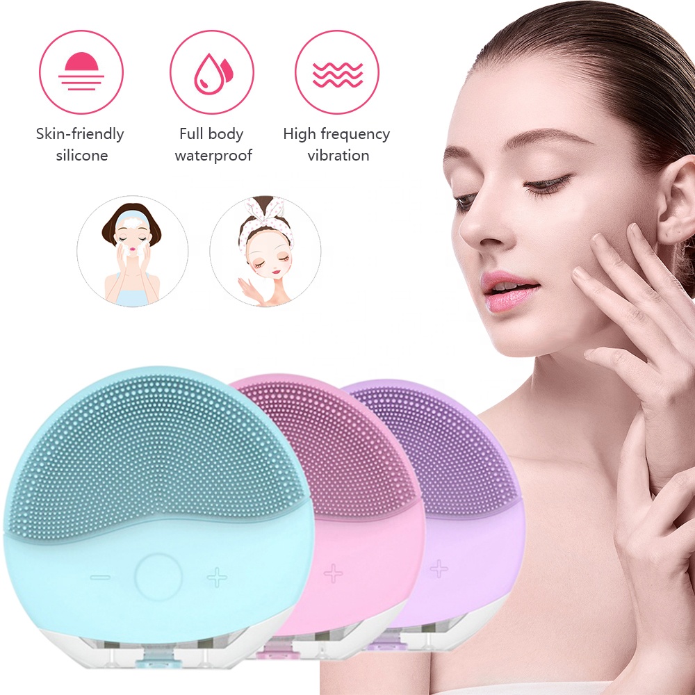 3-in-1 Silicone Waterproof Ultrasonic Rechargeable Electric Massage Face Cleansing Brush