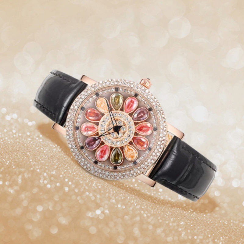 Time flies, colorful peacock studded with diamonds, starry sky spinning, fashionable, light luxury, niche, high-end watch