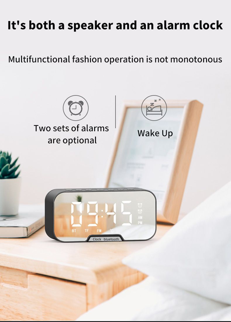 Digital  Alarm Clock Wireless Bluetooth 5.0 Speaker FM Radio