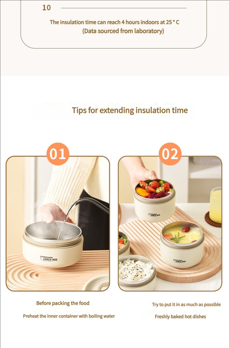 304 stainless steel insulated lunch box sealed and leak-proof portable office worker student single multi-layer mini bowl with lid heating pot lunch box