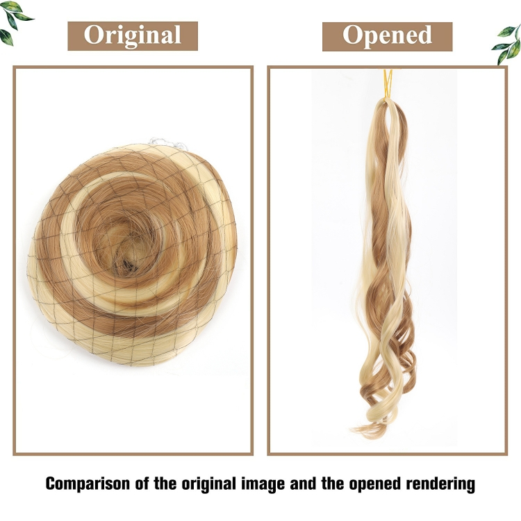 Wigs female French Curly hair Crochet needle weave Hair 2-piece set Curly hair Braid cauda equina big roll cauda equina CRRSHOP women beauty care hair dressing wig