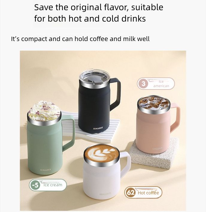 Ins Style Stainless Steel Coffee Cup Portable Insulated Water Cup Stainless Steel Cup Sealed with Lid Mark Cup Kitchen Dining Dinnerware Coffee Cups Mugs