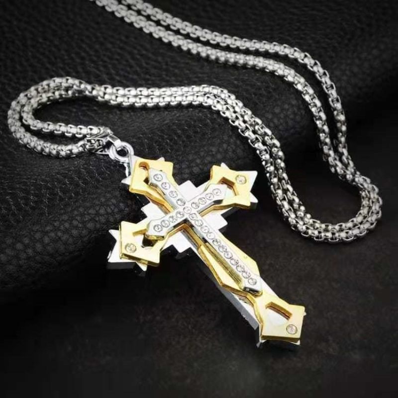 Necklace free shipping Titanium steel diamond studded cross necklace CRRSHOP Christmas Easter Holiday gifts 