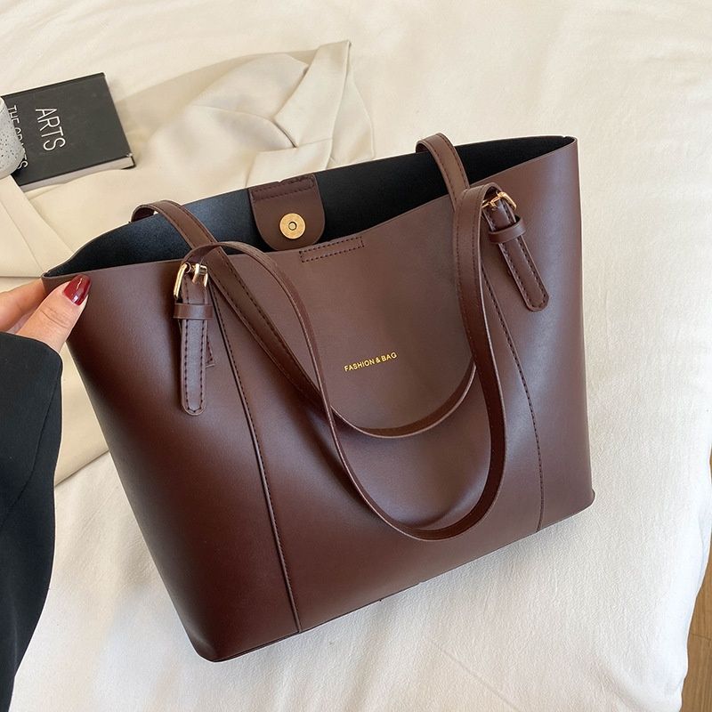 Minimalist Commuter Tote Bag Elegant Large Capacity Women PU Handbag Fashion Versatile Single Shoulder Top Handle Bag