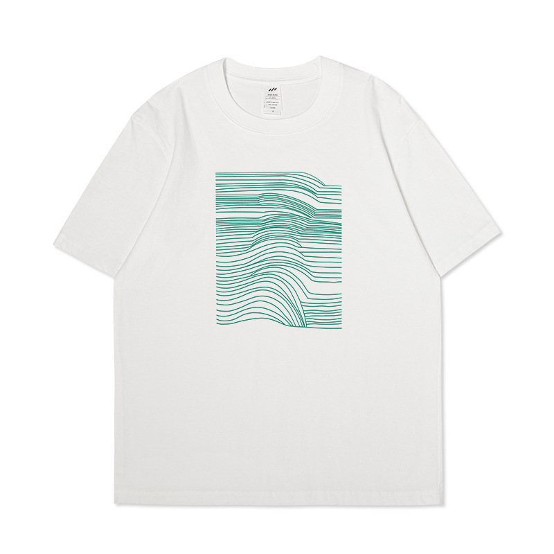 YH-CX Men's Loose Casual Simple Line Print Short Sleeve T-shirt