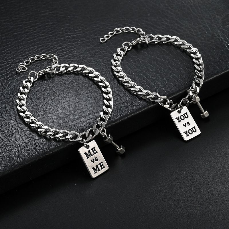 LLD-23033 Men's and Women's Simple Small Dumbbell Bracelet Geometric Letter Bracelet