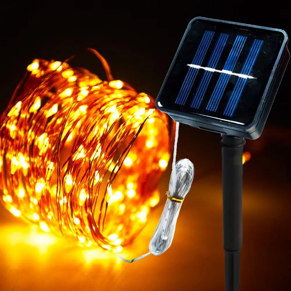 AUNONT Creative LED Starry Fairy Solar String Light Waterproof Outdoor Indoor Wedding Party Decorative Copper Wire Garland Lamp