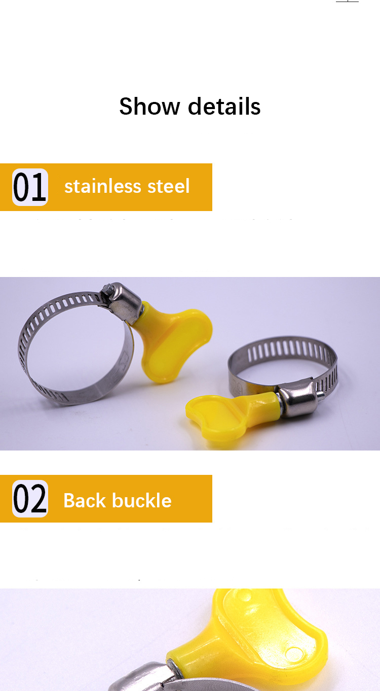 12pcs Automobile oil pipe hose clamp plastic handle hose clamp stainless steel hose clamp clamp buckle water pipe clamp leather pipe buckle clamp gas pipe hose clamp