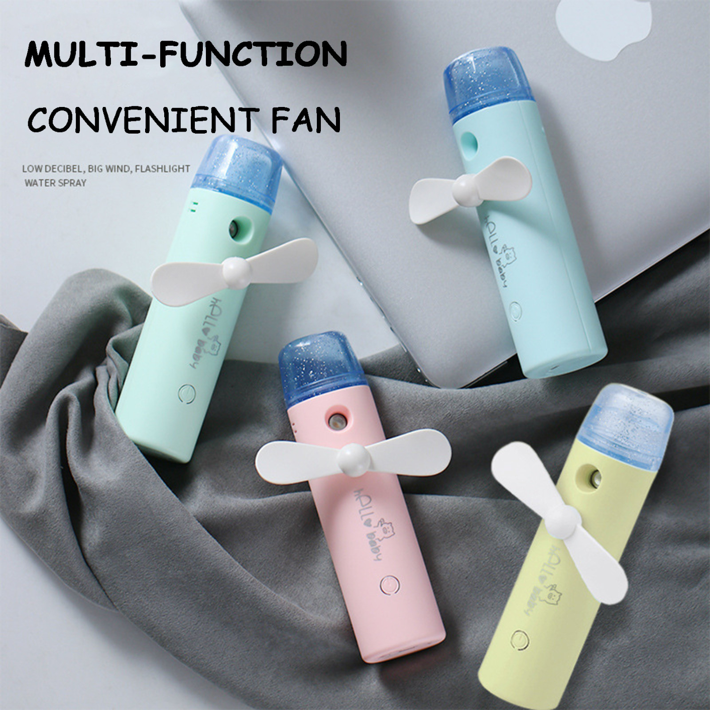 Portable Fan Handheld Portable Spray Natural Wind Mode Handheld Fan Portable Misting Usb Rechargeable Mini With Spray Bottle
