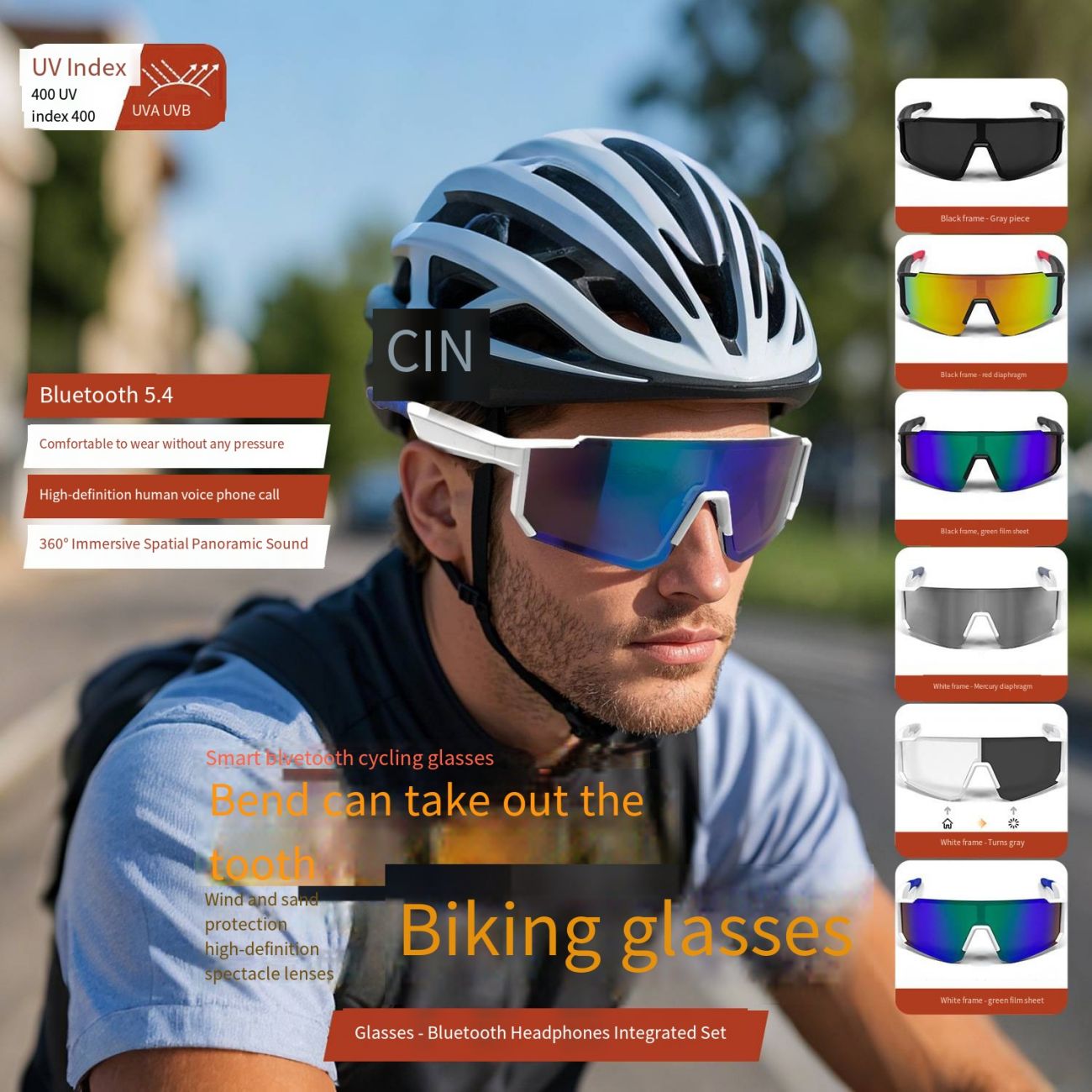 Professional Outdoor Sports Cycling Smart Glasses, UV Blocking Protective Sunglasses, Wireless Bluetooth Hands-Free Calling & Music Playing, Lightweight Non-Slip Comfort Eyewear for Running Driving Hiking