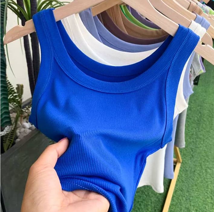 New Design Fashionable Gym Yoga Plain Color Loose Vest Women Running Fitness Sports Workout Cotton Tank Tops
