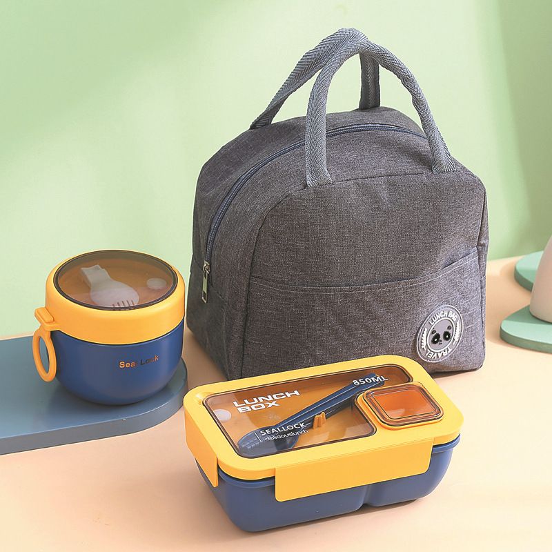 Handheld Compartmentalized Lunch Box Microwave Heat Student Lunch Box Office Worker Simple Light Food Lunch Box Kitchen Dining Storage Travel To-Go Food Containers