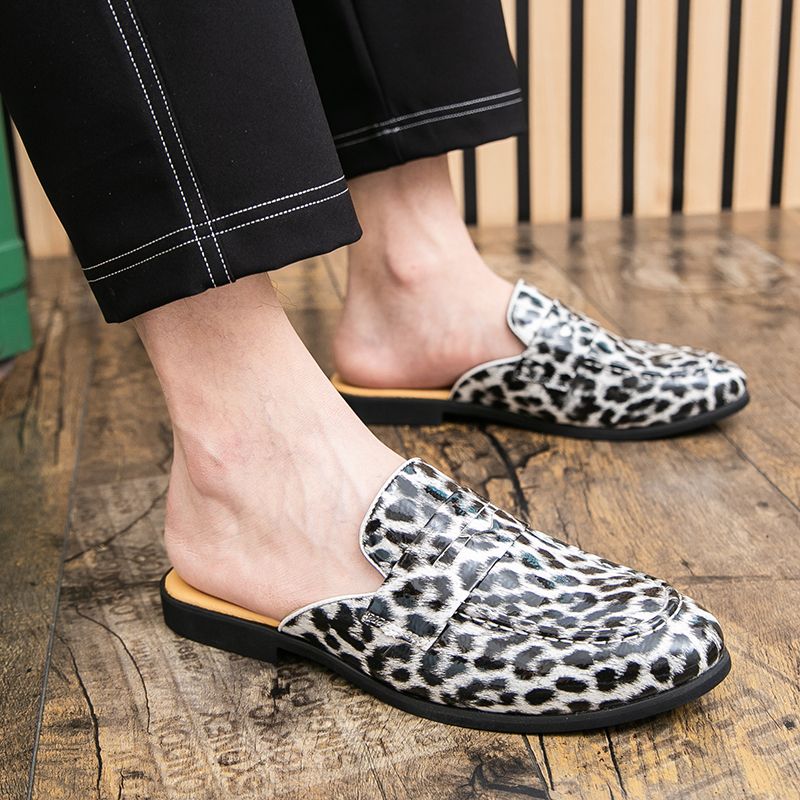 Youth Men Leisure Cool Mules Man Summer Slippers Fashion Casual Leather Loafers Flats Shoes Pu Breathable Slip On Footwears For