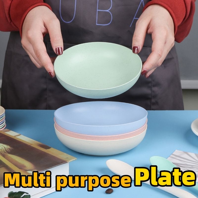 Wheat straw circular vegetable dish, household soup dish, drop resistant snack plastic dish Bottom anti slip design CRRSHOP round plate free shipping