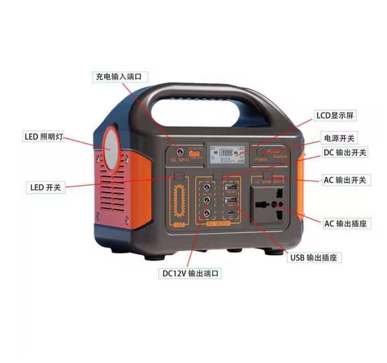 300W/500W New Energy Outdoor Power Supply Mobile Solar System AU Plug Emergency Power Outage Portable Solar Power Station with Inverter for Emergency Household (NO SOLAR PANEL)