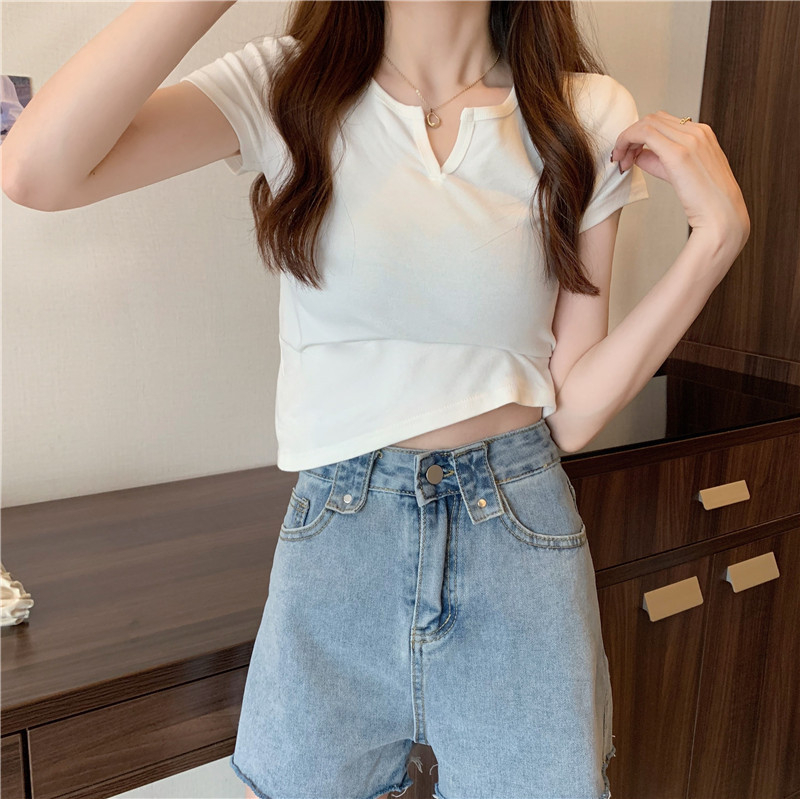 165 Women's Design Sense Slim Casual T-shirt Short Sleeves