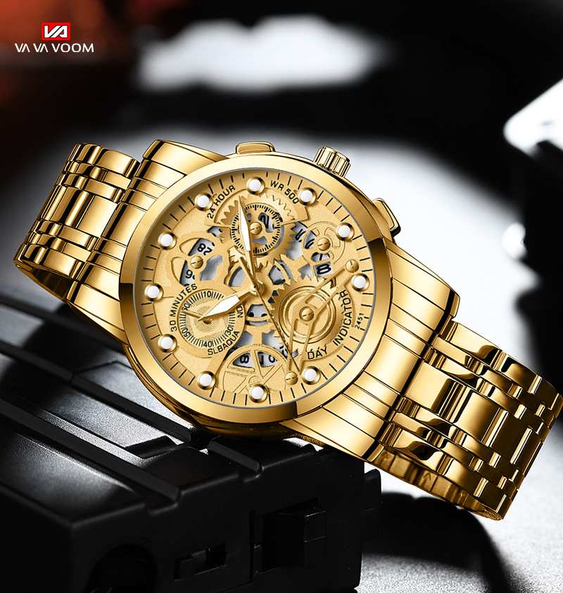 VOOM Men's automatic hollow out non mechanical business watch trend quartz watch student waterproof men's watch luminous watch