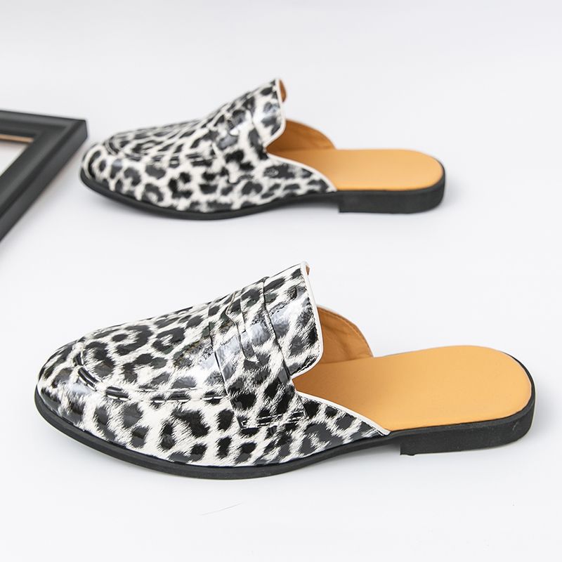 Youth Men Leisure Cool Mules Man Summer Slippers Fashion Casual Leather Loafers Flats Shoes Pu Breathable Slip On Footwears For
