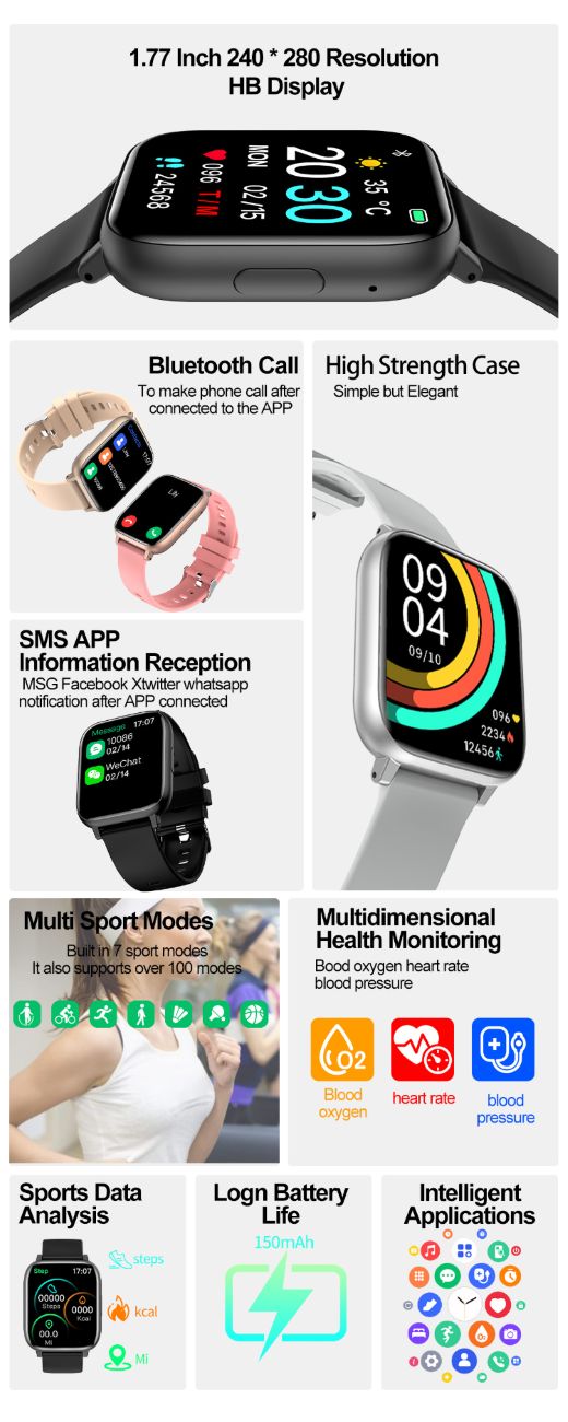H9 smart watch health monitoring Bluetooth call watch exercise heart rate blood oxygen
