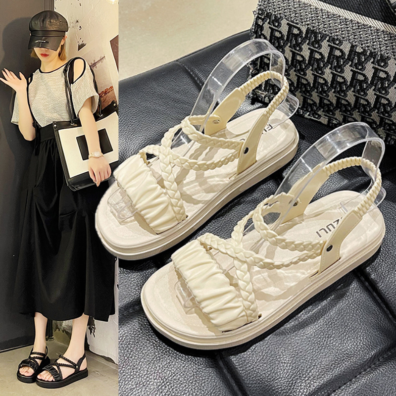 165 Women's Summer New Cross-Lace-Up Flat Sandals Casual Comfortable Beach Shoes