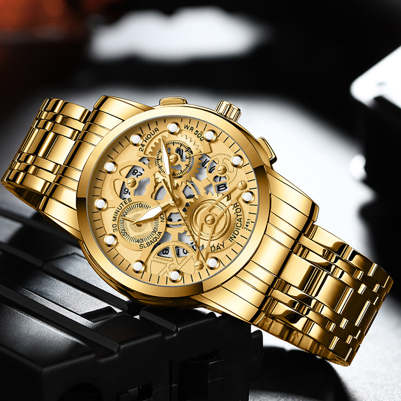 VOOM Men's automatic hollow out non mechanical business watch trend quartz watch student waterproof men's watch luminous watch