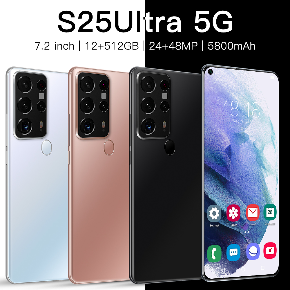 S25Ultra 5G Smartphone 7.2Inch Full screen 12GB RAM+512GB ROM Dual Sim Dual Standby Face Recognition Mobile Phone
