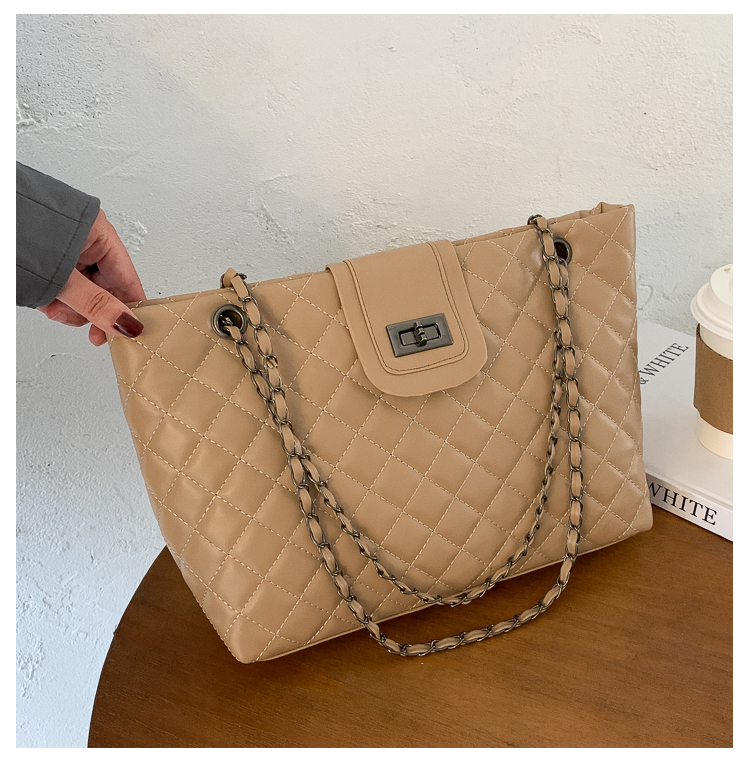 Large Capacity Women Shoulder Bag Lady Tote Chain Plaid Women Handbag