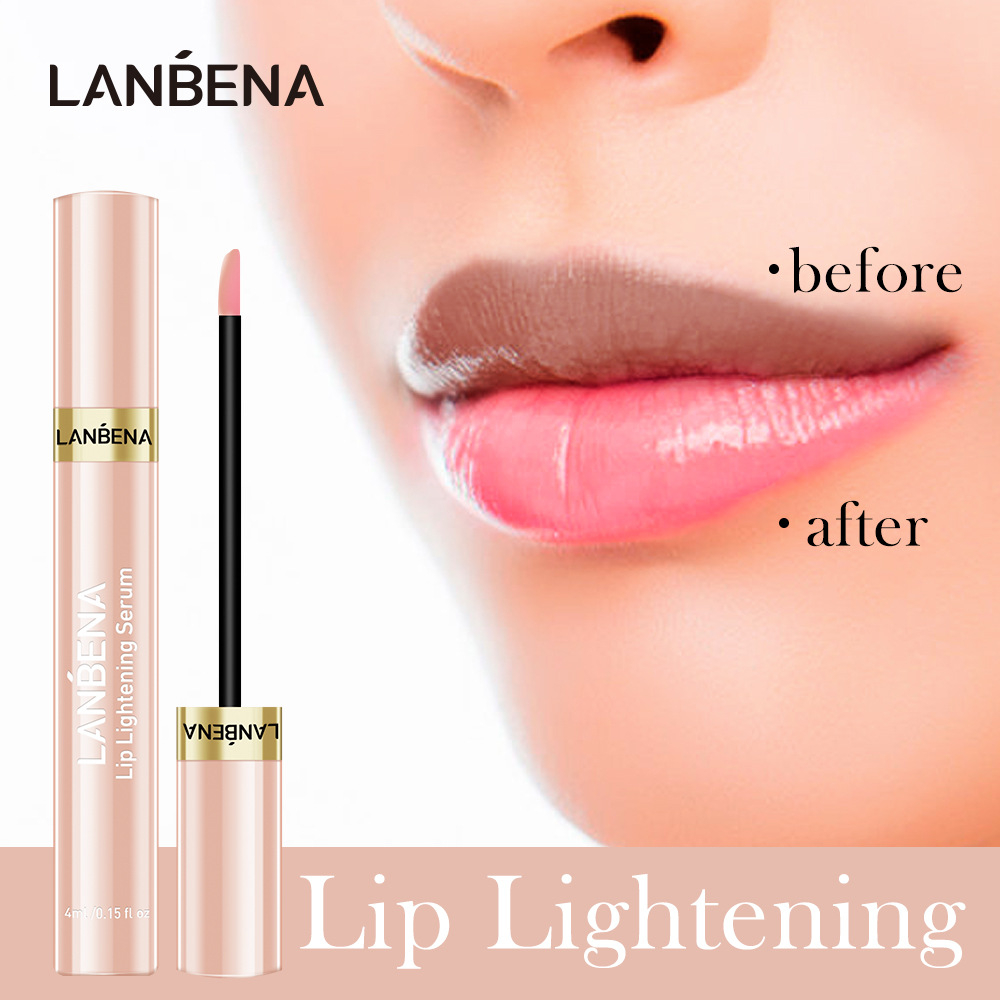LANBENA Lip Lightening Serum Lip Plumper Liquid Fade Lip Lines Pink Lips Long Lasting Reducing Lip Pigmentation Moisturizing