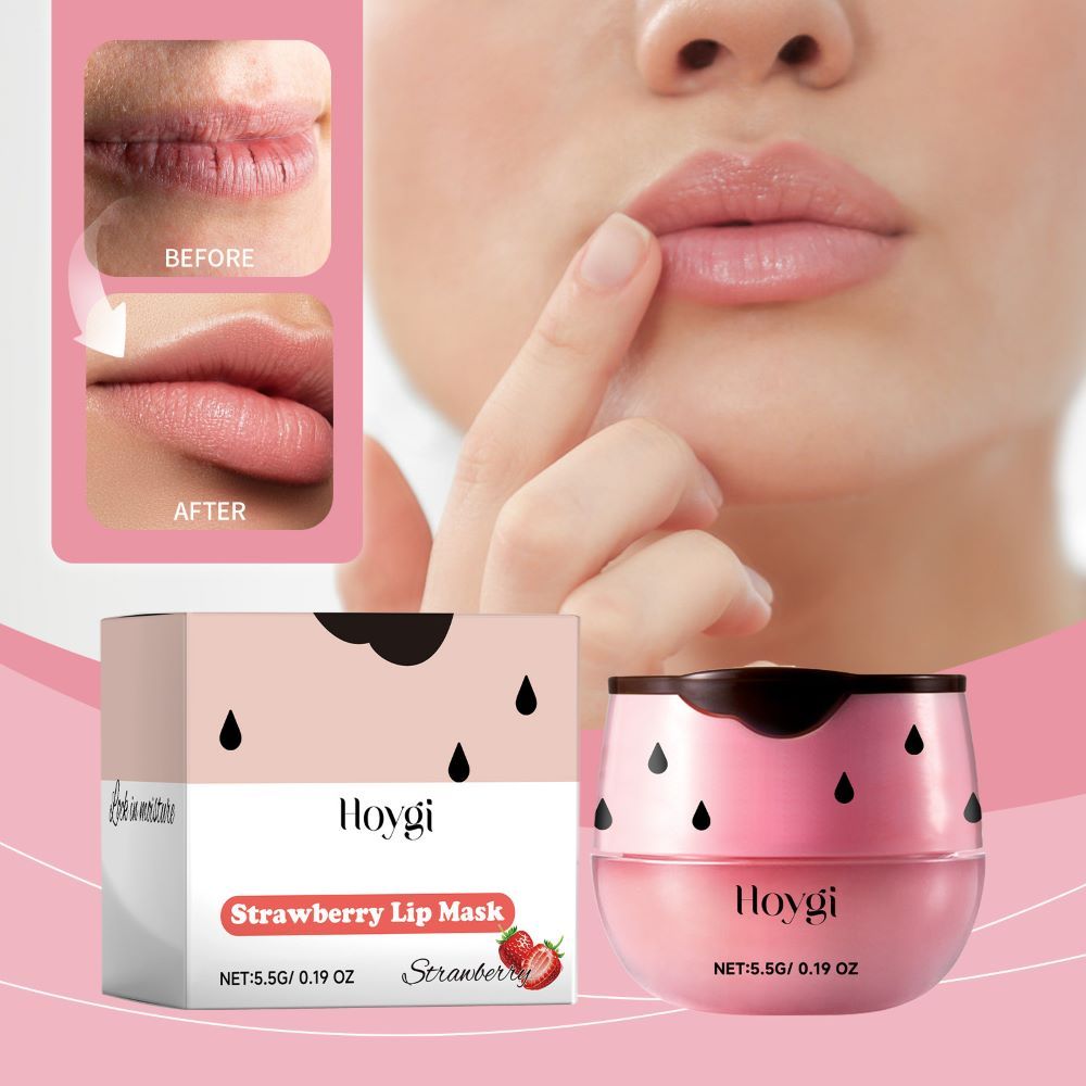 Hoygi Deeply Moisturizing Strawberry Lip Mask Lighten Lip Lines Gentle Moisturizing Lips Exfoliating Dead Skin Hydrating Bouncy Moisturizing Lip Mask