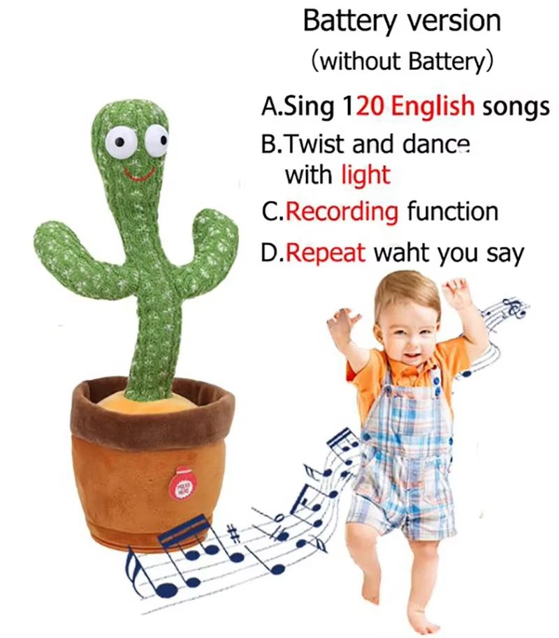 Talking Cactus Baby Toy Dancing Cactus Repeats What You say for Kids with 120 English Songs Dancing Toy for Gift Toddle Girls BoysGreen