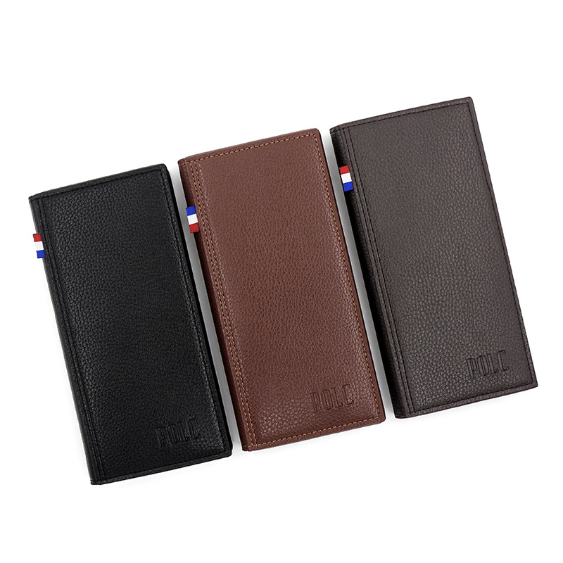 993-3 Long Men's Thin Soft Leather Wallets for Men Phone Wallet Thread Wallets for Men Fashionable Waterproof PU Dacron