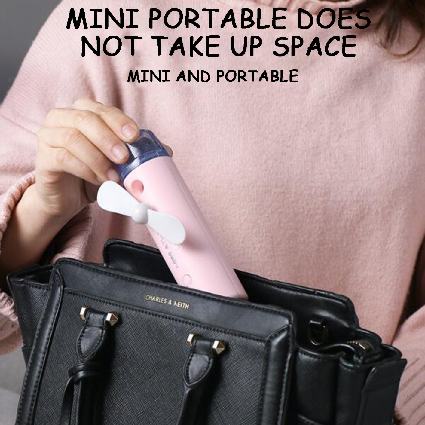 Portable Fan Handheld Portable Spray Natural Wind Mode Handheld Fan Portable Misting Usb Rechargeable Mini With Spray Bottle
