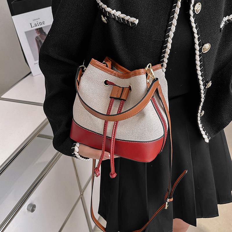 KTZ&8958 Large Capacity Personalized Drawstring Bucket Bags Women Shoulder Crossbody Bags Canvas