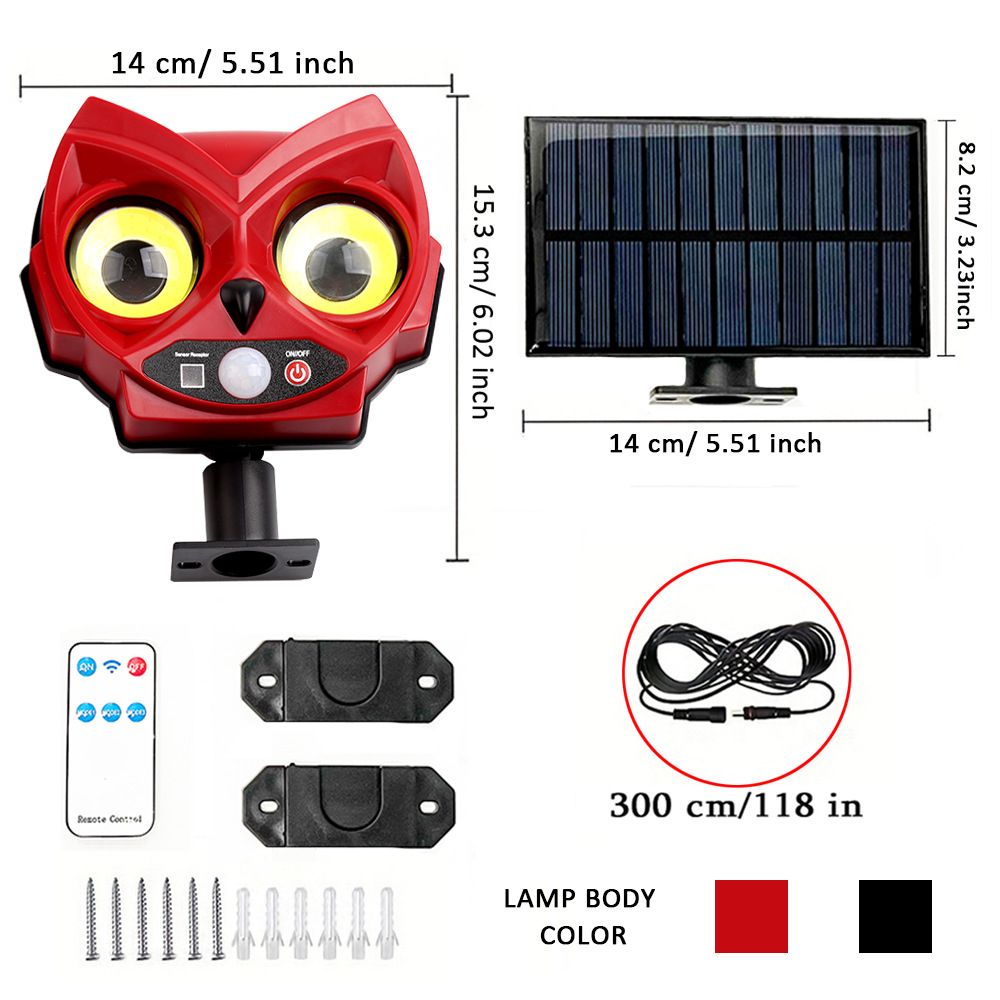 New solar powered lamp, owl lamp, outdoor garden decoration lamp, human body sensing street lamp, courtyard lamp, wall lamp