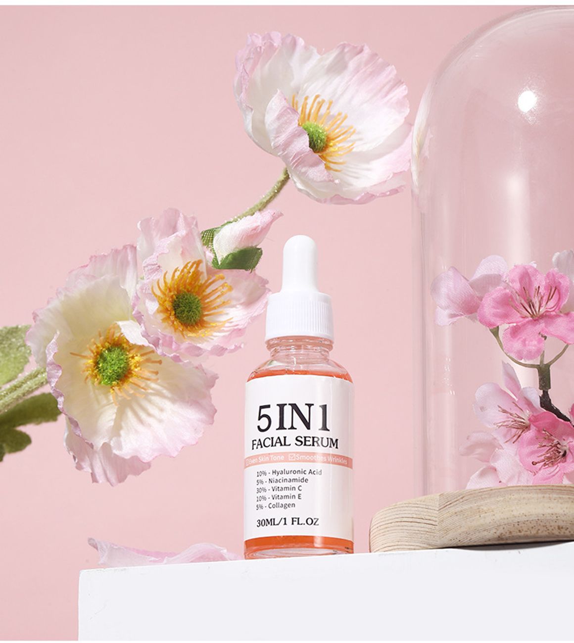 5 in 1 essence moisturizing, hydrating, moisturizing, anti-wrinkle and brightening skin tone