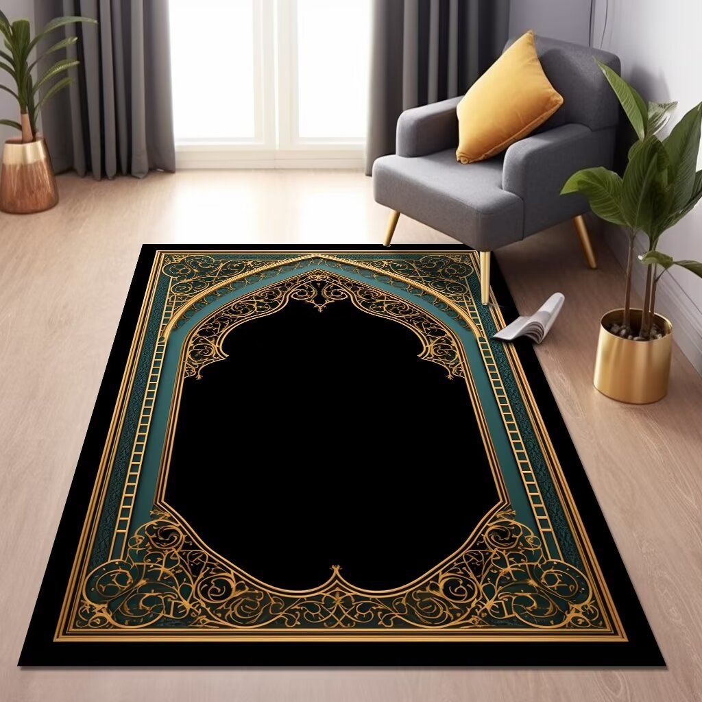 Worship carpet 50x80cm,60*90cm,80*120cm large size Printed decorative carpet，Living room, bedroom, study floor mat CRRSHOP Multiple specifications Trimmable Cropping carpet，Golden Diamond Velvet Carpet