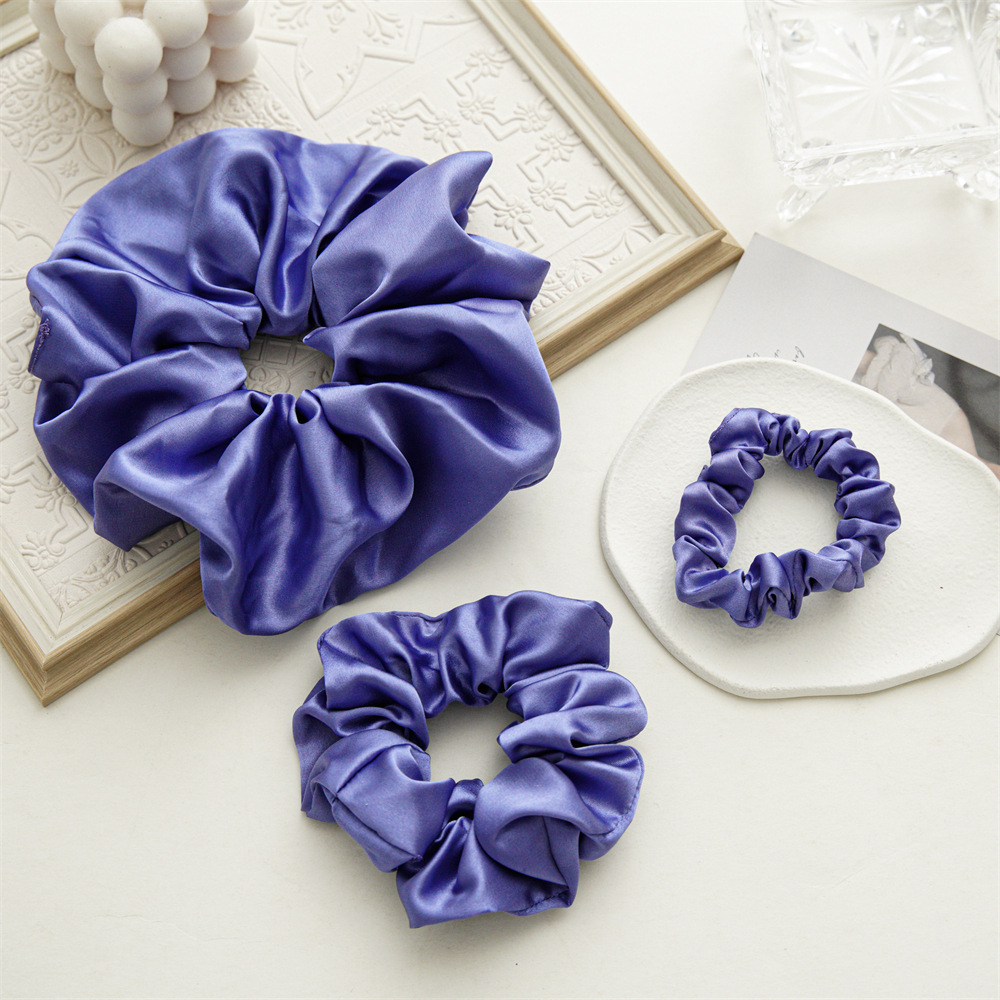 FQ2672 2pcs Solid Purple Satin Scrunchie for Women and Girls