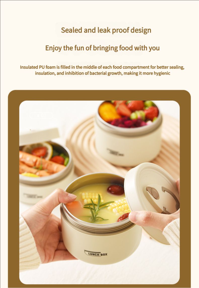 304 stainless steel insulated lunch box sealed and leak-proof portable office worker student single multi-layer mini bowl with lid heating pot lunch box