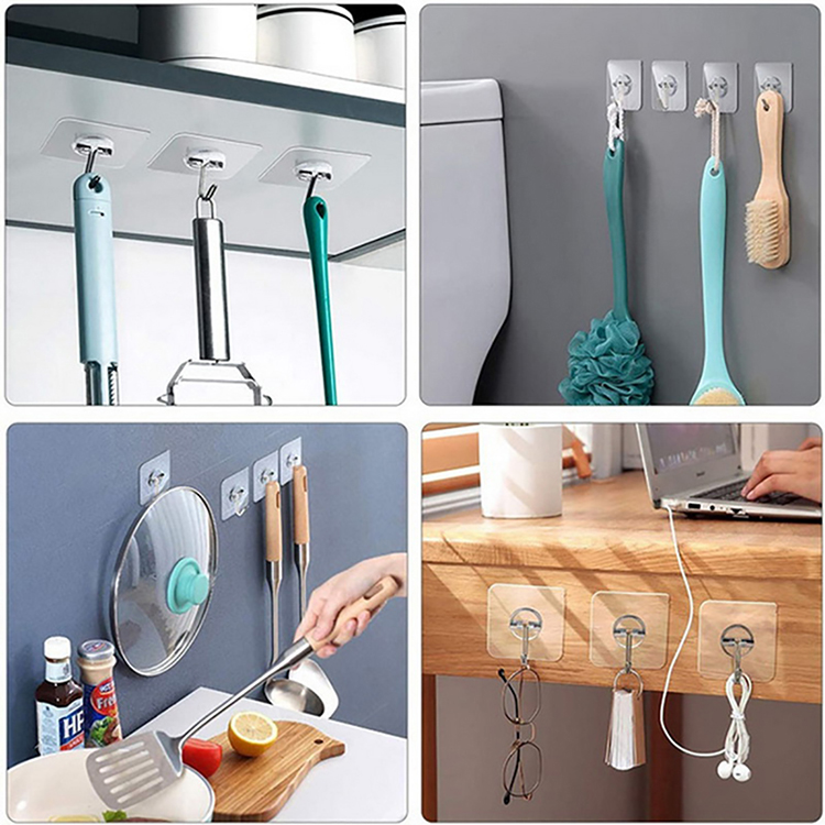 15Pcs/set Hooks Transparent Strong Self Adhesive Door Wall Hangers Hooks Suction Heavy Load Rack Cup Sucker for Kitchen Bathroom Clear