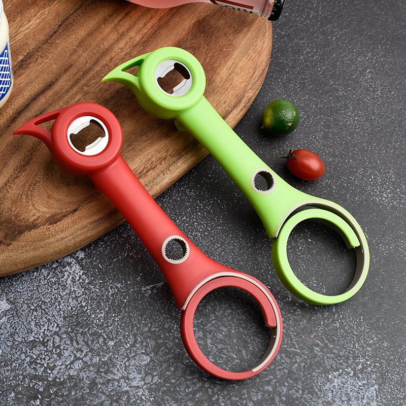 Plastic 4-in-1 Bottle Opener - Creative Multifunctional Lid Twist, Beer, and Can Opener for Home Use