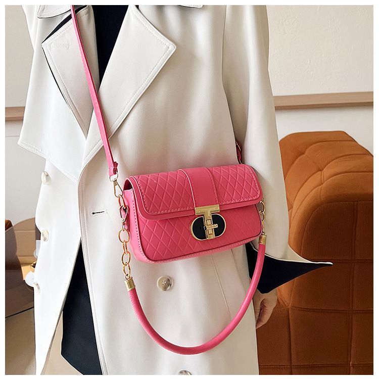 High-grade French underarm bag women 2024 new fashion chain Ring-lattice shoulder small square bag everything fm6004