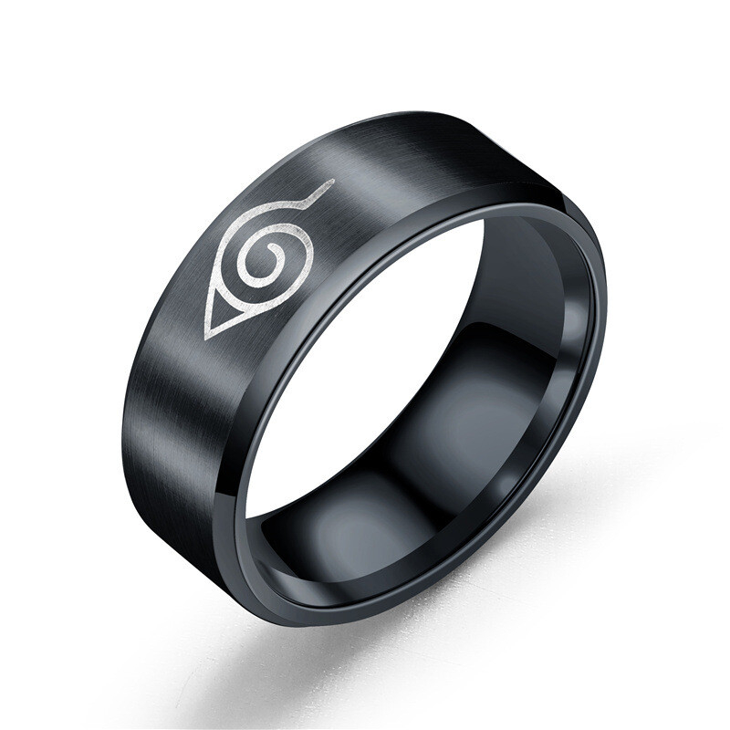 Japanese and Korean wind anime around Naruto ring stainless steel jewelry titanium steel jewelry men's finger ring 

