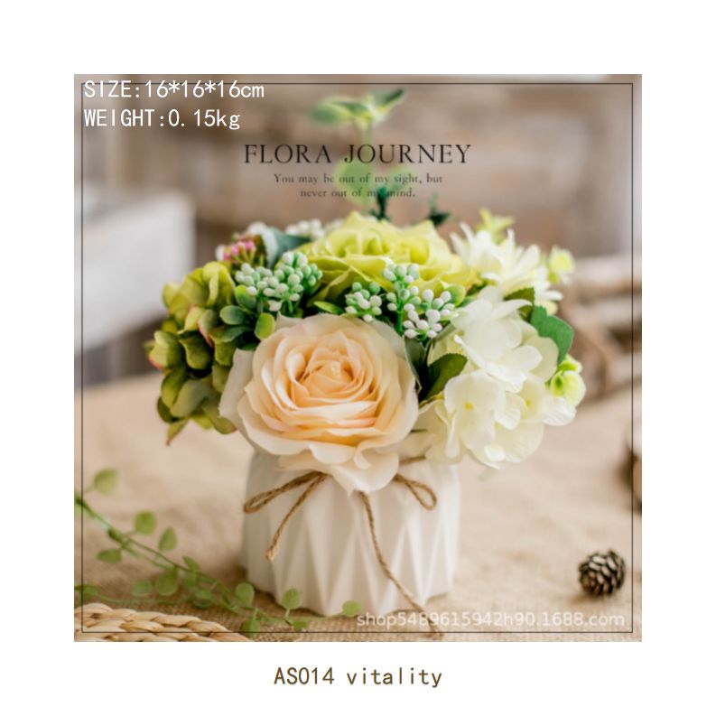 Life series eternal flower set ceramic hemp rope vase artificial flower silk flower pastoral floral ornaments living room dining room dining table hotel wedding church venue funeral ceiling road layout home decoration flower arrangement holding flowers photo props flowerpot