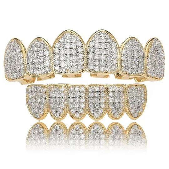 Hip-hop grill crushed ice jewelry braces micro-inlaid zircon personality trend jewelry colorful TeethGrillz