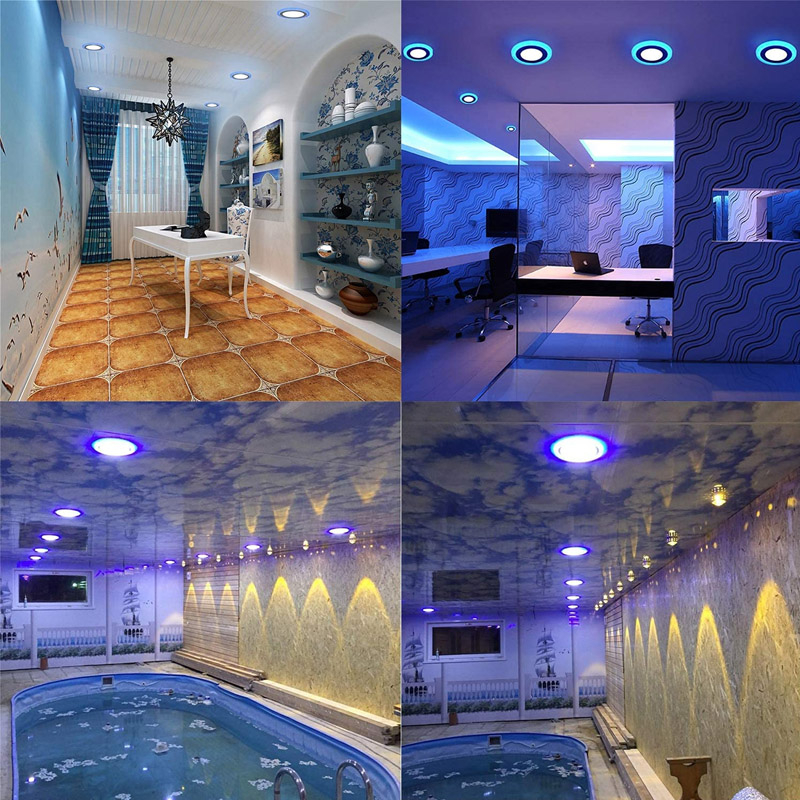 PH 2PCS Led Panel Light,Led Ceiling Lights Round Double Color (Cool White+RGB),Ultrathin Led Recessed Lighting, Led Downlights 