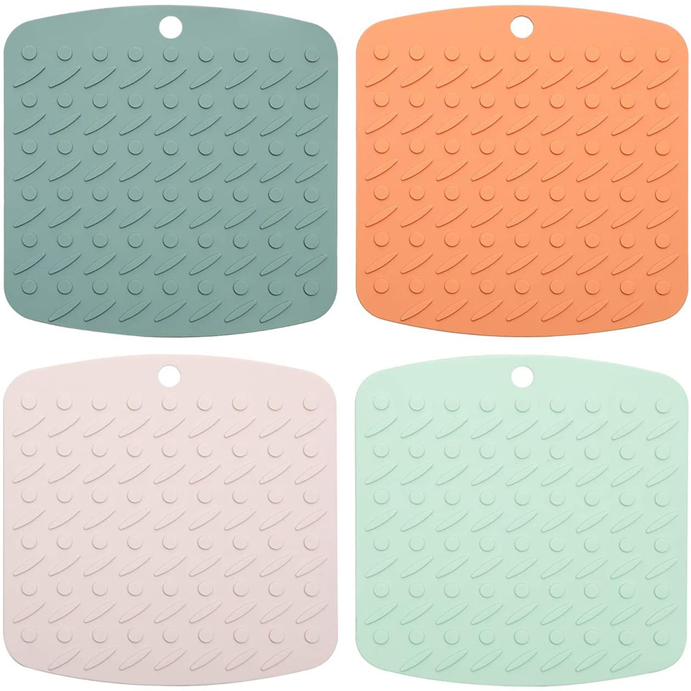 Silicone Pot Holder Trivets - Non Slip Heat Resistant Trivet Silicone Potholder Can Be Used for Jar Opener, Spoon Holder, Oven Mitts, Placemats, Pot Holders, etc (4 Pack)