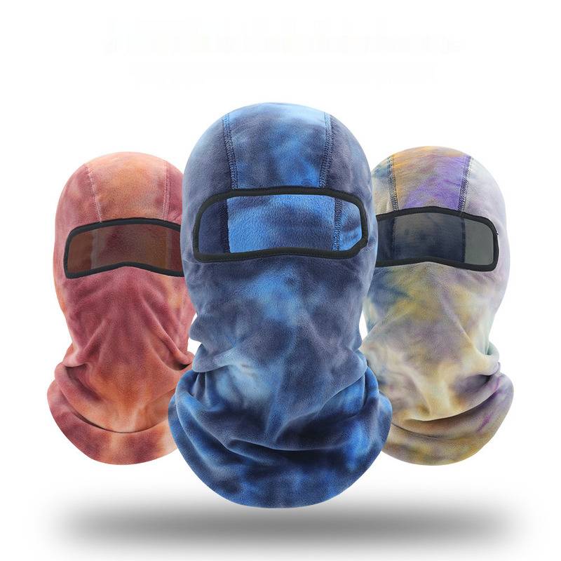 TTH-T-B Men'hats Autumn and Winter Face Mask Tie-dye Outdoor Riding Skiing Cold and Warm Lock Temperature Hood Balaclava Beanie Gorros