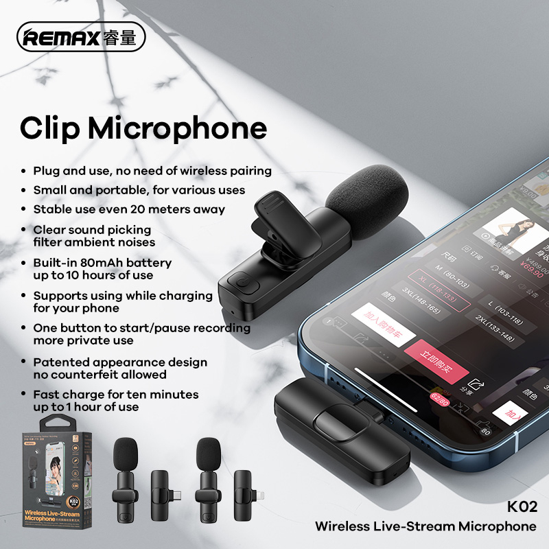 REMAX Wireless Live-Stream Microphone  K02 