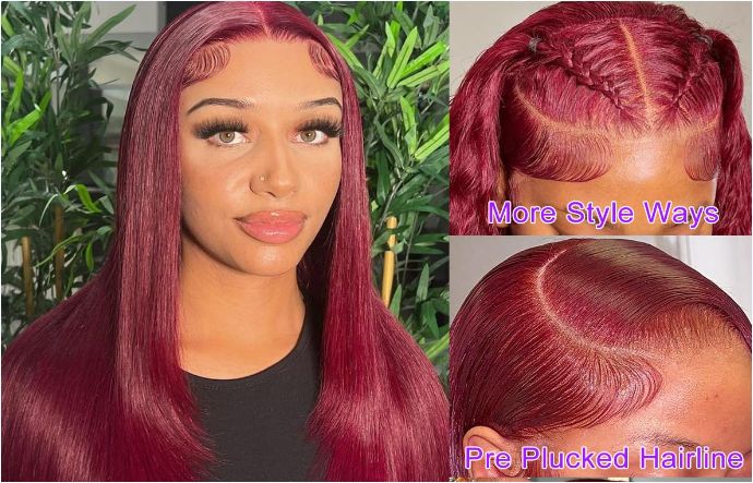 18'' Lace Front Wigs Human Hair Pre Plucked Glueless Transparent Frontal Lace Bob Wig Human Hair Straight Bob Wigs for Black Women with Baby Hair